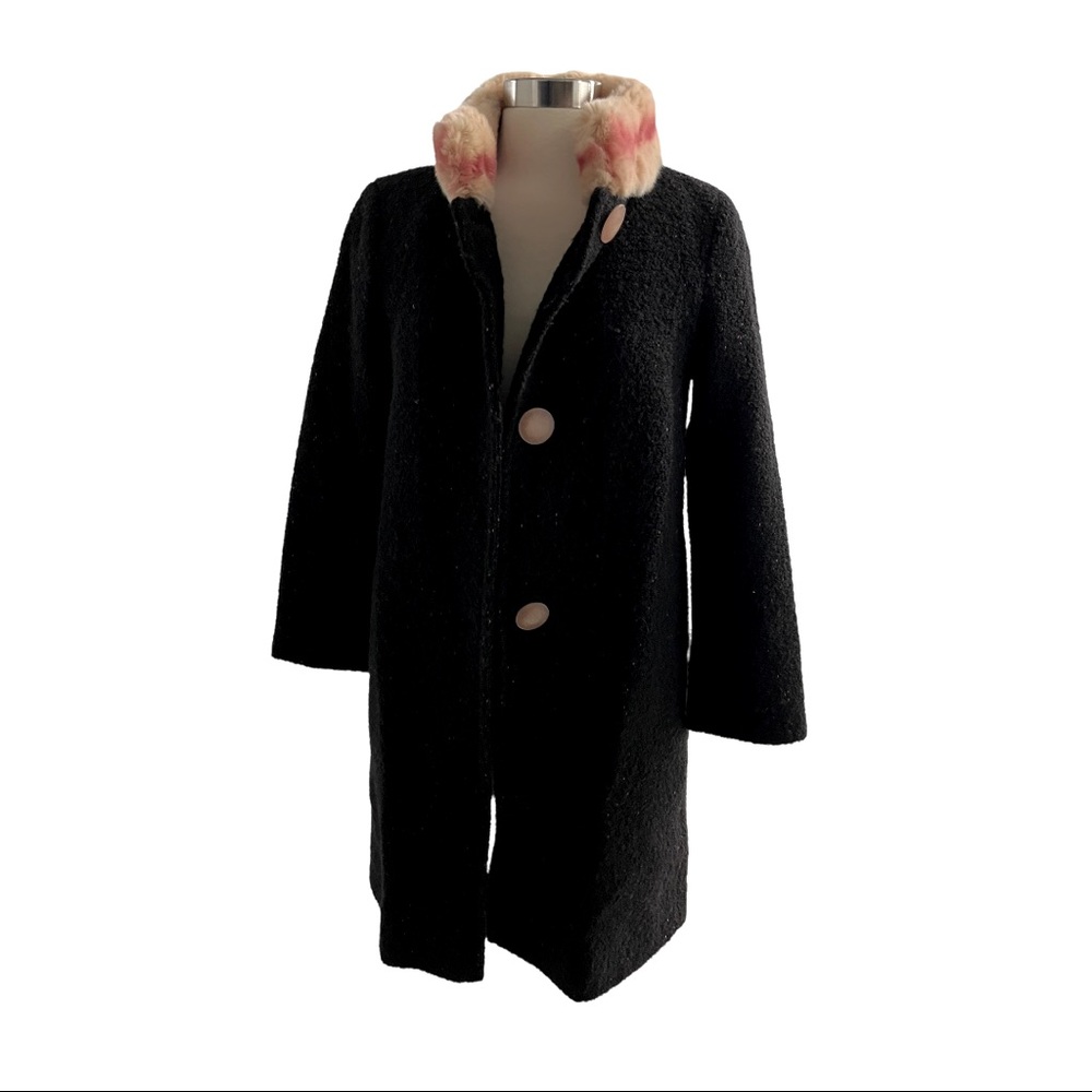 Cole Haan Wool Rabbit Fur Coat